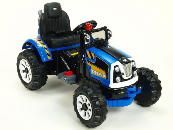 Dětský elektrický traktor Kingdom se dvěma motory, modrý